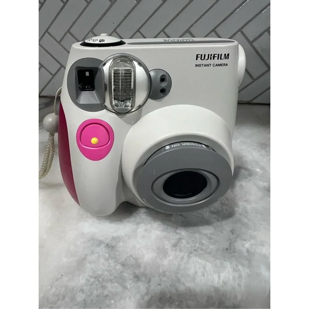 Used Fujifilm Instax Mini 7S Instant Film Camera (White with Pink trim)